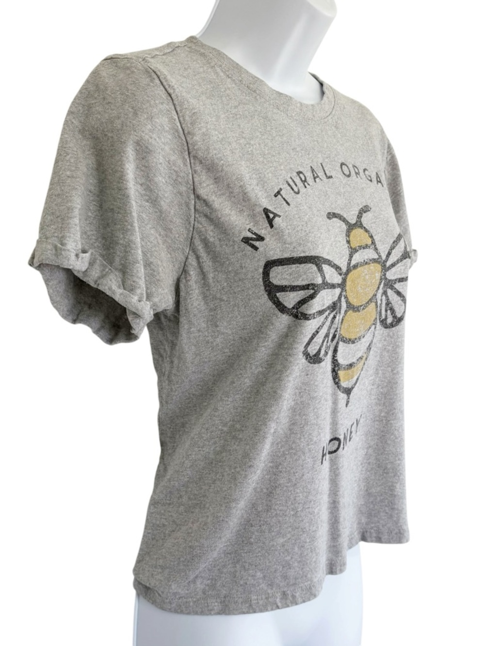 RECYCLED THREADS Honey Bee Graphic Tee Gray Medium Cottagecore Nature - Picture 2 of 8